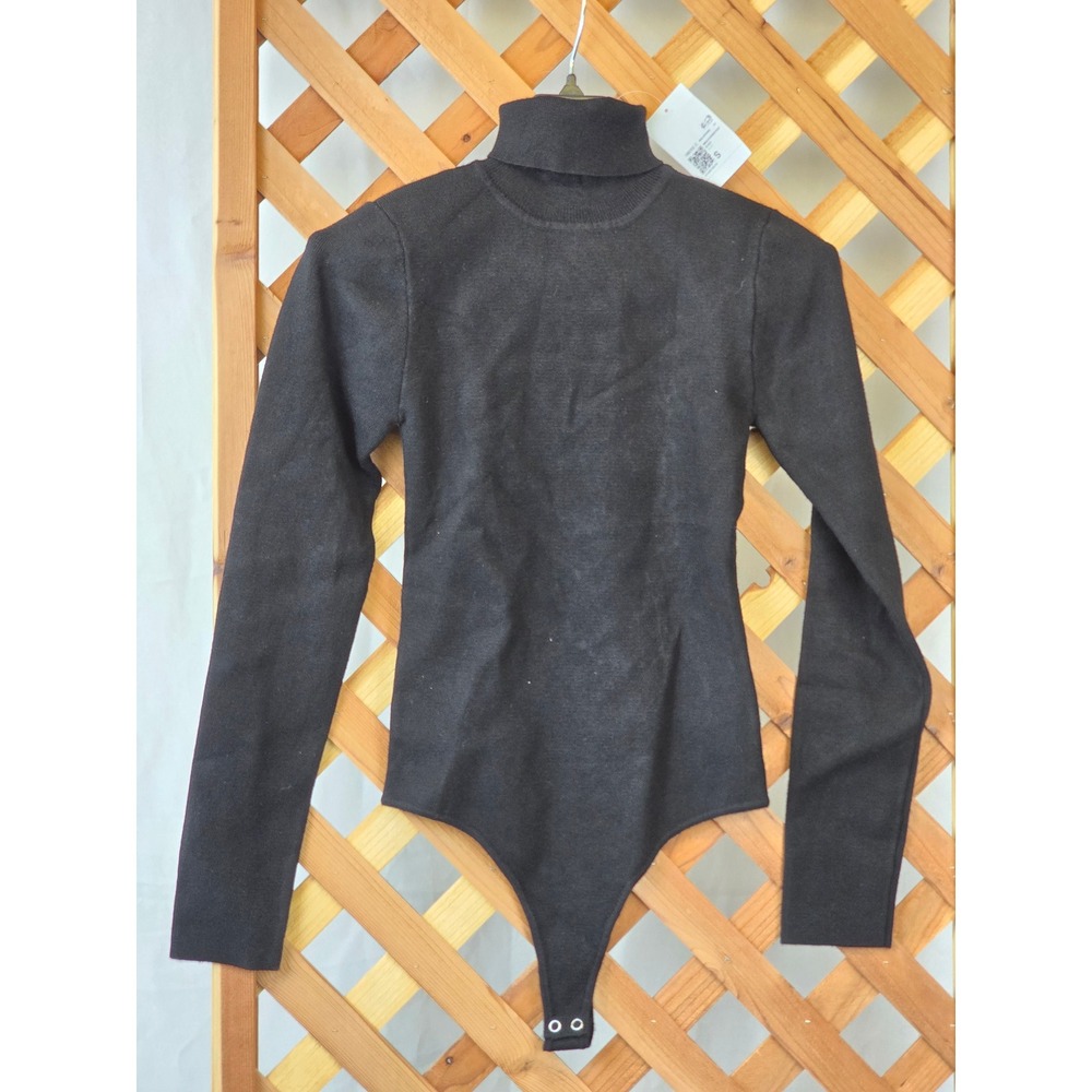 Forever 21 Sweater Bodysuit Women S Black Rhinestone Chain Back - NEW